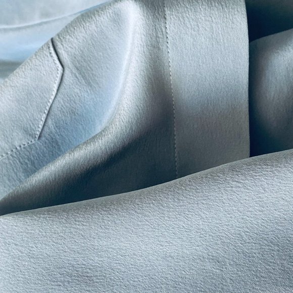 100% Silk Blouse in Pale Slate Blue Gray - Picture 3 of 5